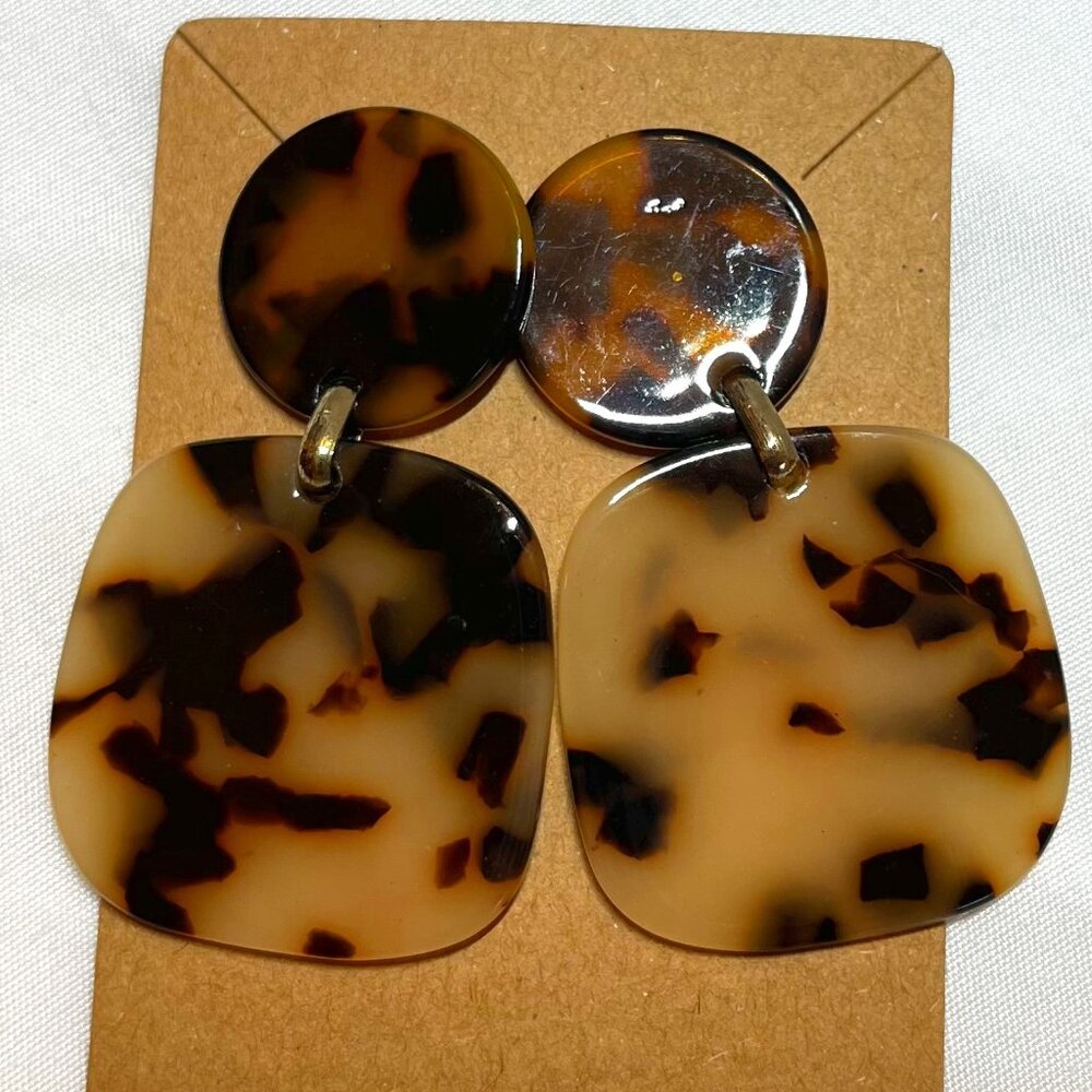 Cheetah Square and Round Dangle Earrings